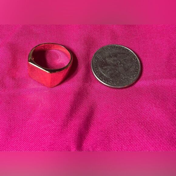 Fashion Square Gold Stackable Women’s Ring 18K Gold Plated Open Stackin Size 7.5 - Picture 4 of 6